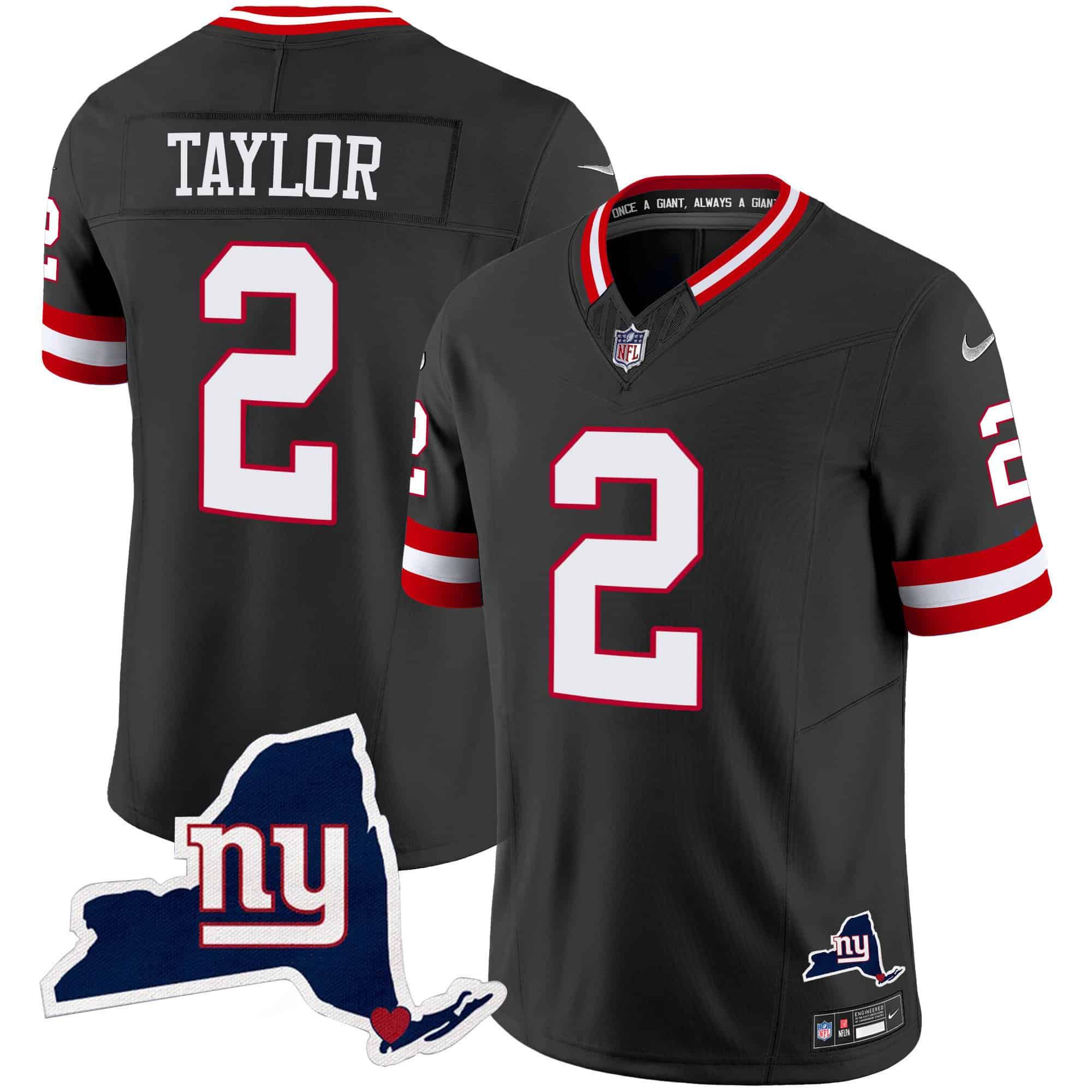 Men New York Giants #2 Taylor Black 2024 Nike Map Patch Limited NFL Jersey style 1
